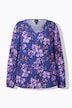 Bluse, blomster, A-linje, V-hals, langermet