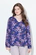 Bluse, blomster, A-linje, V-hals, langermet