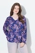 Bluse, blomster, A-linje, V-hals, langermet