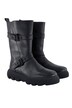 Leather boots, nappa leather, decorative straps, zip, width H