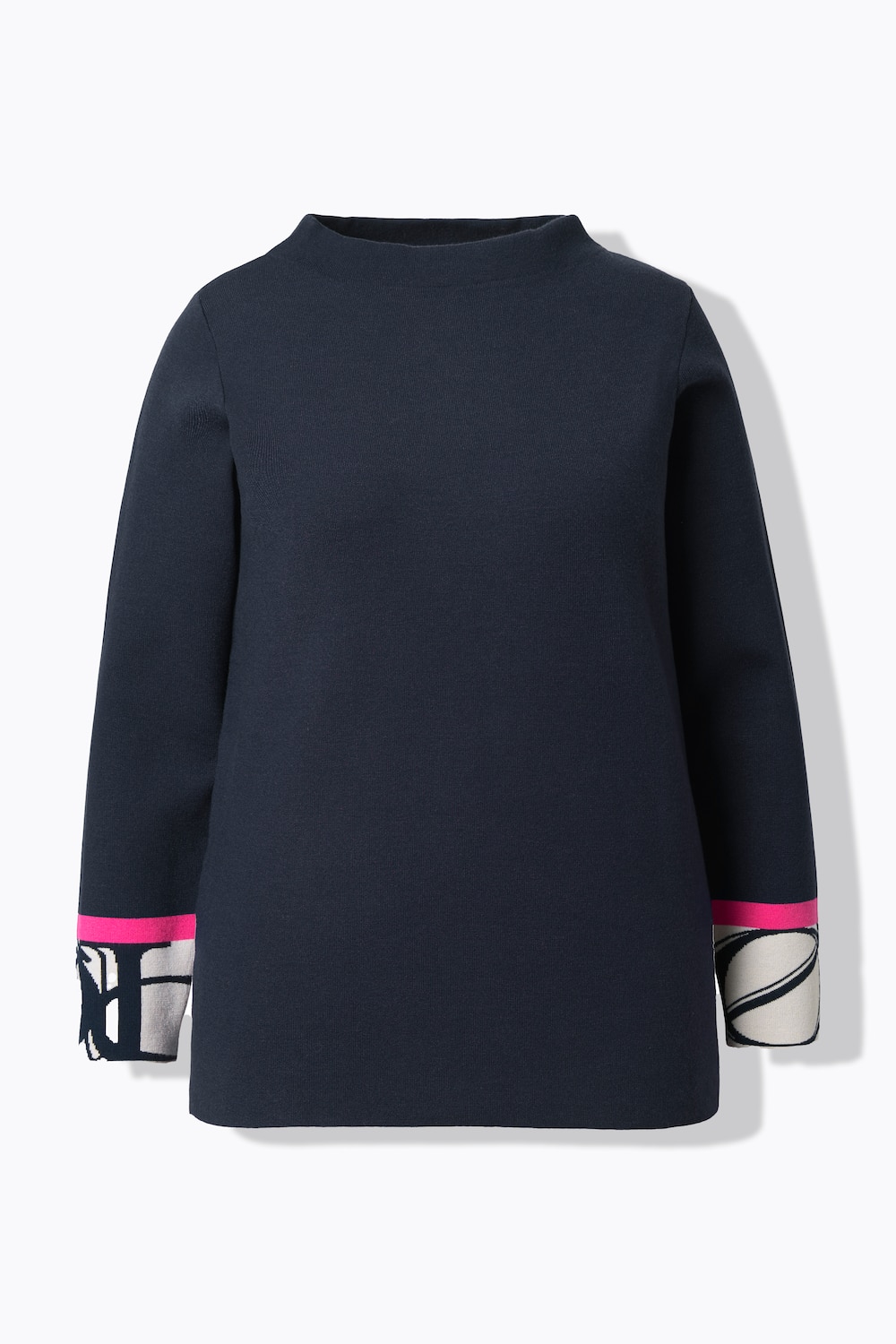Stora storlekar Stickad tröja, Dam, blå, storlek: 48/50, Viskos/Syntetfibrer/Polyester, LAURASON
