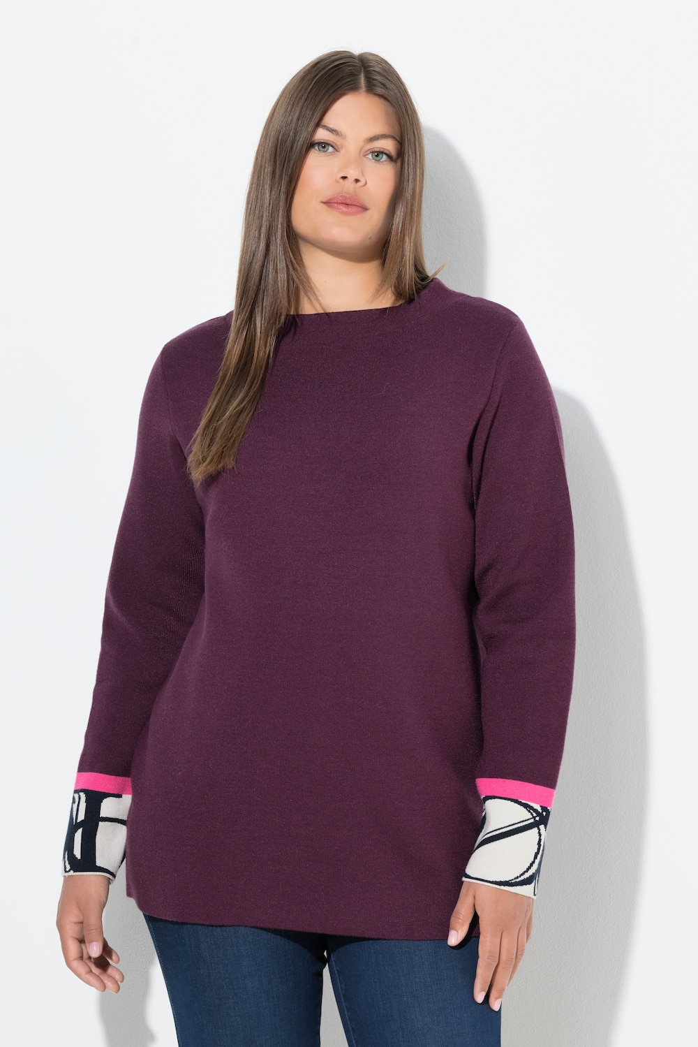 Große Größen Strickpullover, Damen, lila, Größe: 40/42, Viskose/Synthetische Fasern/Polyester, LAURASON