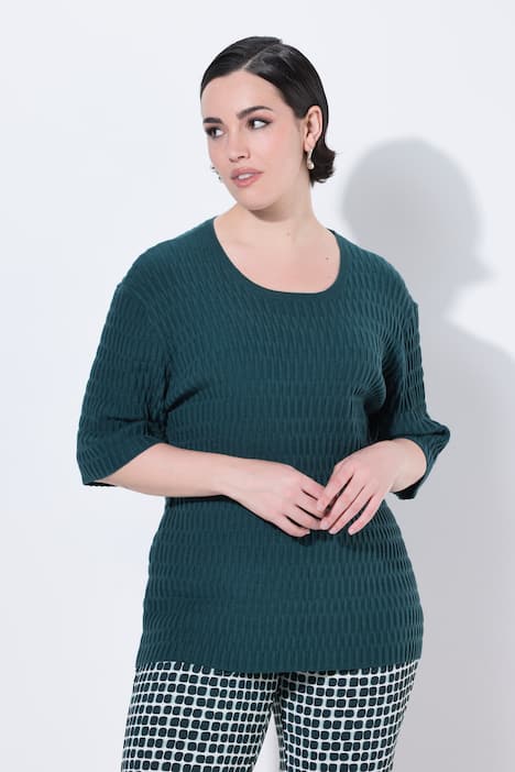 Pullover, Strukturstrick, Rundhals, Halbarm