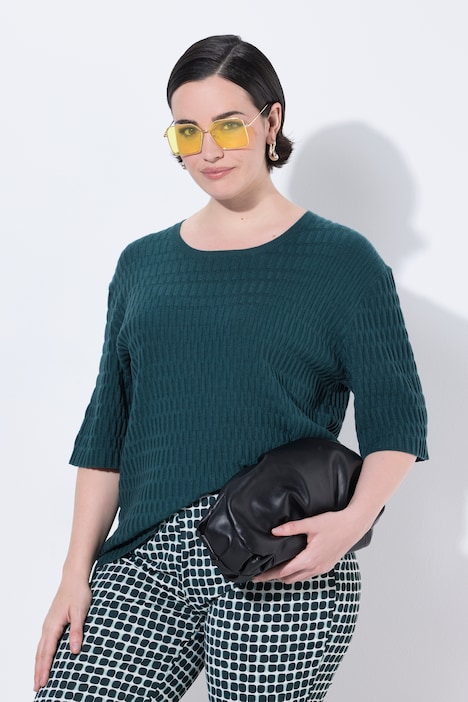 Pullover, Strukturstrick, Rundhals, Halbarm