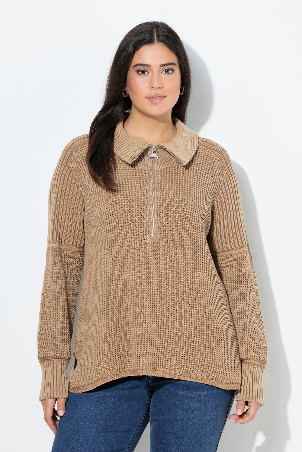 Große Größen Pullover, Damen, beige, Größe: 42/44, Baumwolle, Ulla Popken