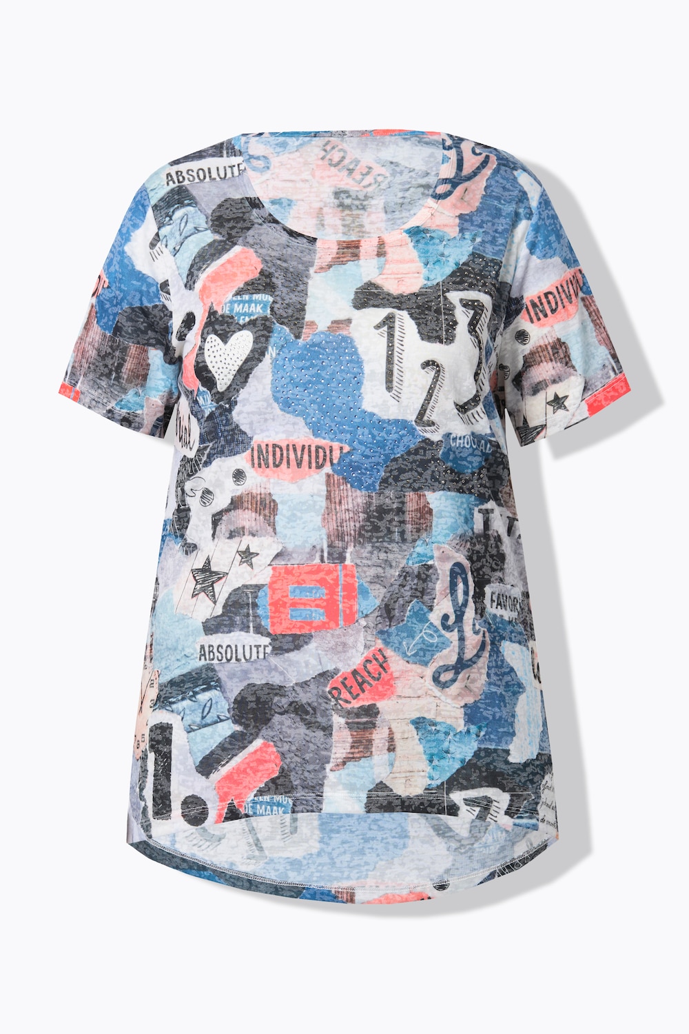 Stora storlekar T-shirt, Dam, blå, storlek: 52, Polyester/Viskos, Angel of Style