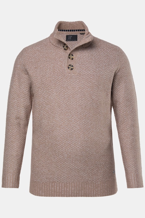 JP1880 Stricktroyer, CashmereTouch Strukturstrick, Knopfkragen, bis 7 XL