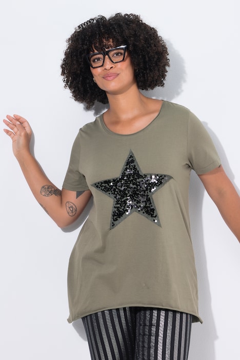 T-shirt, A-lijn, ster van pailletten