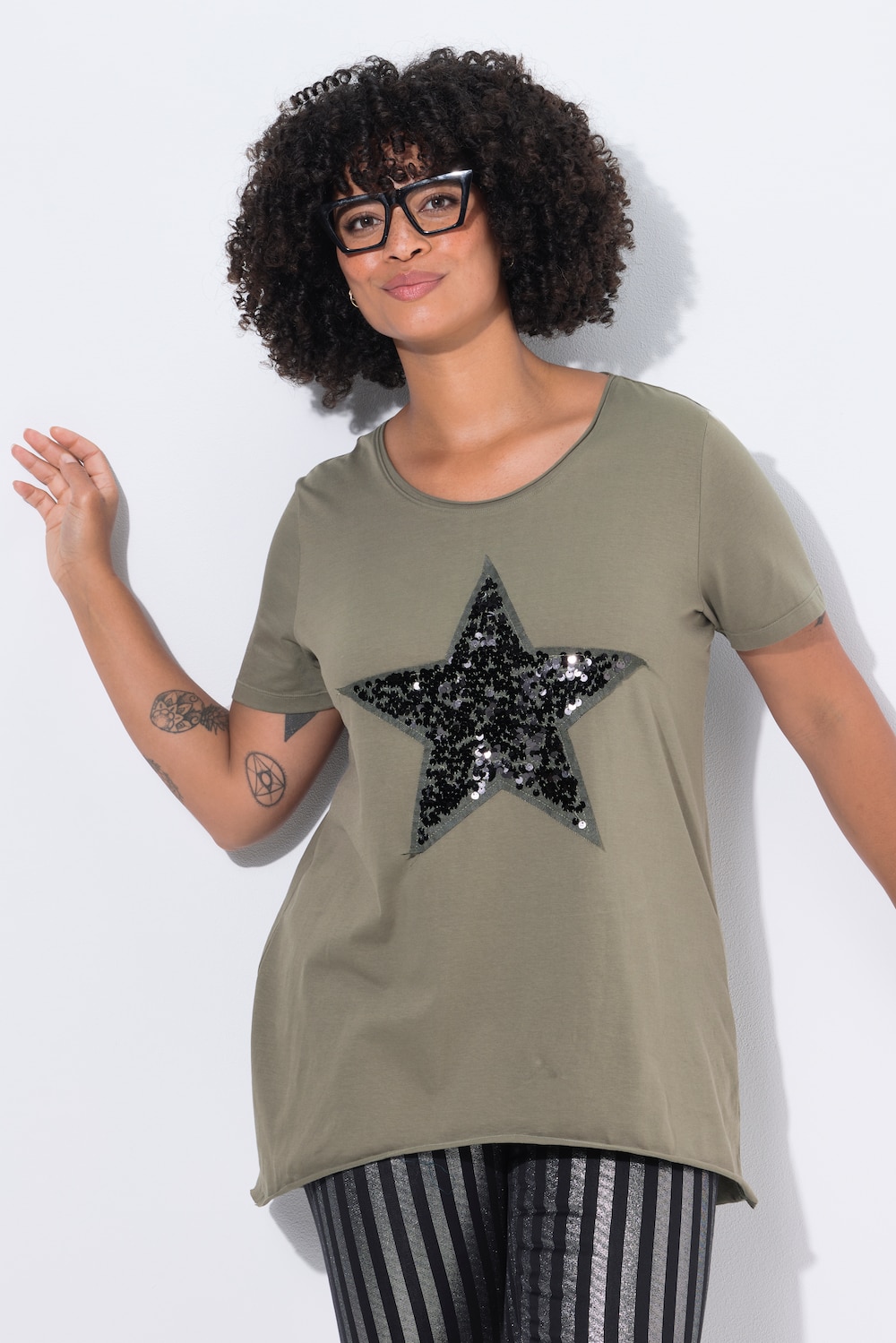 T-shirt, A-lijn, ster van pailletten