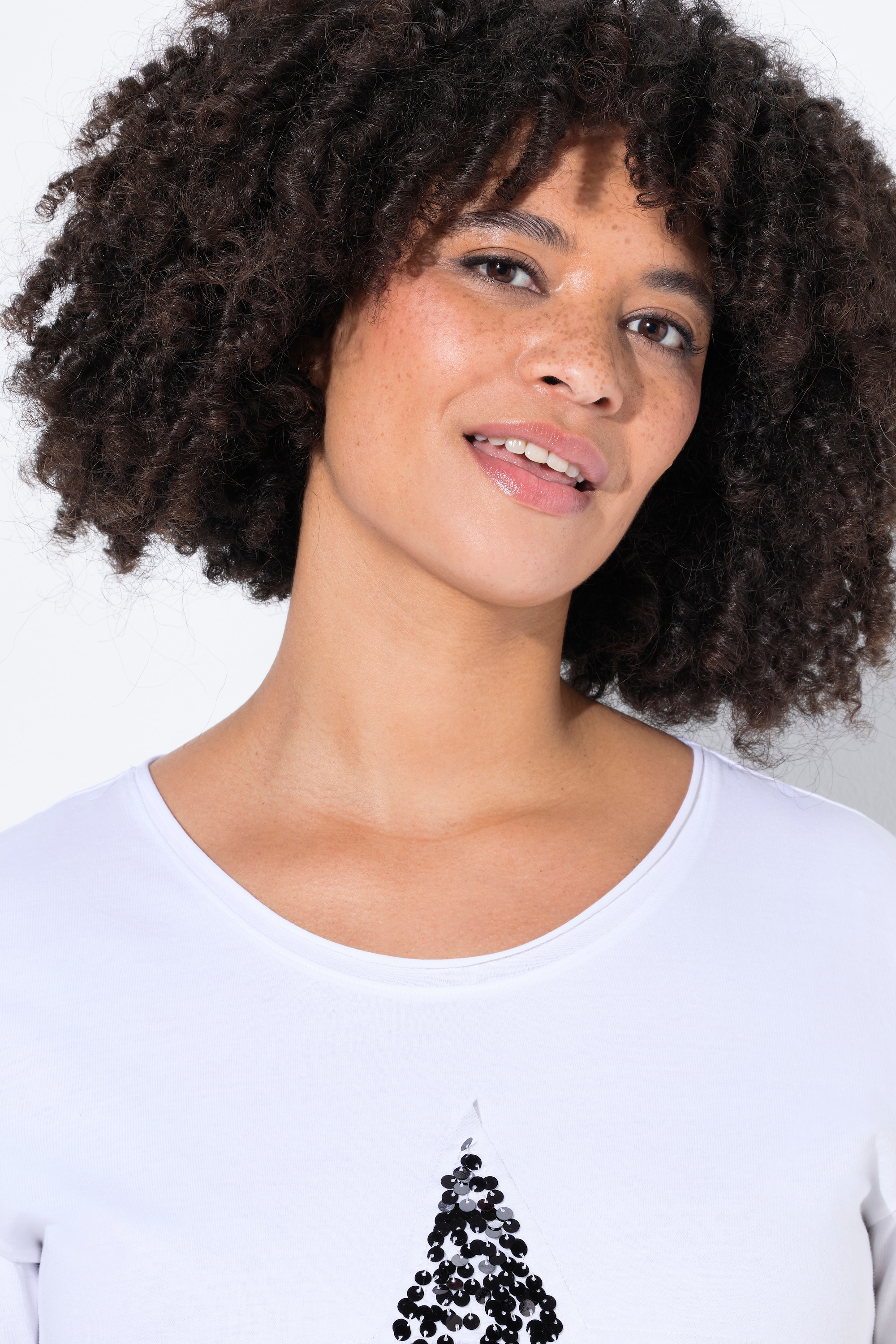 Angel of Style Damen große Größen T Shirt A Linie Pailletten Stern 841789