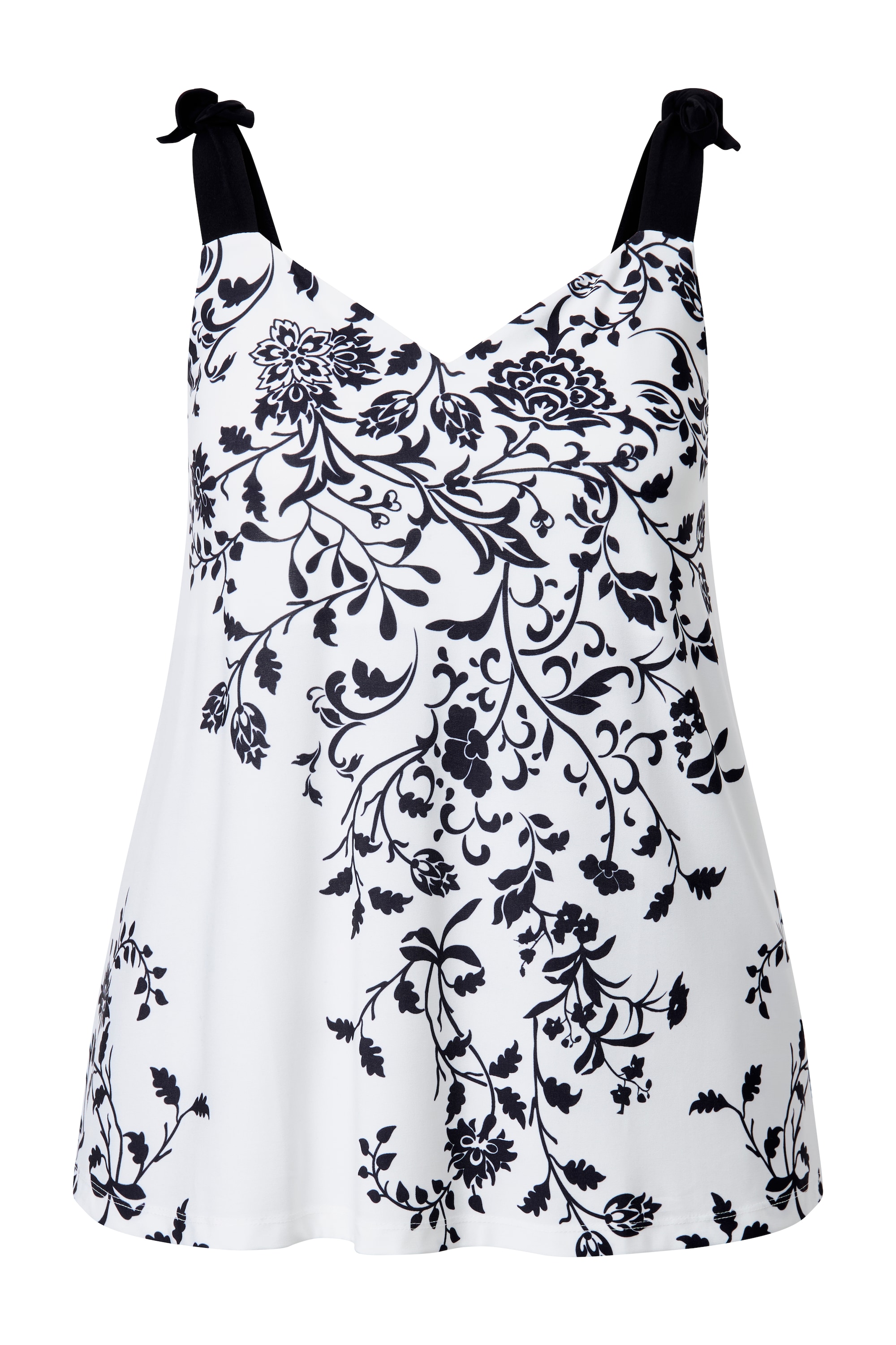 MIAMODA Damen große Größen Top A Linie Mesh florales Muster Binde Träger 841794