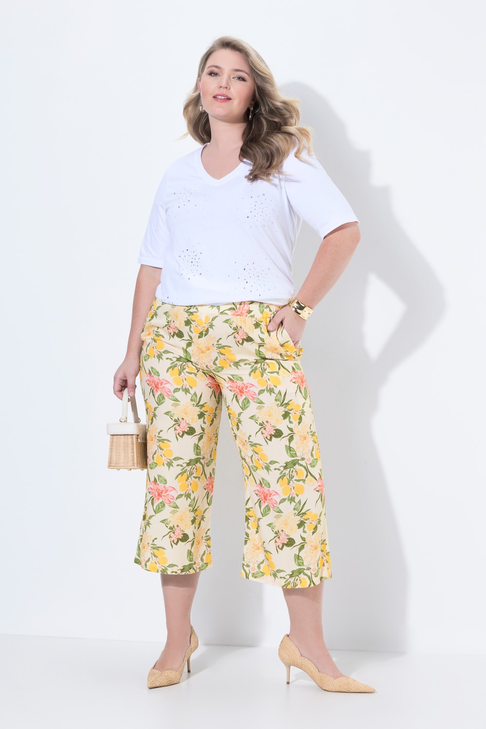 Culotte, weites Bein, Schleifenmuster
