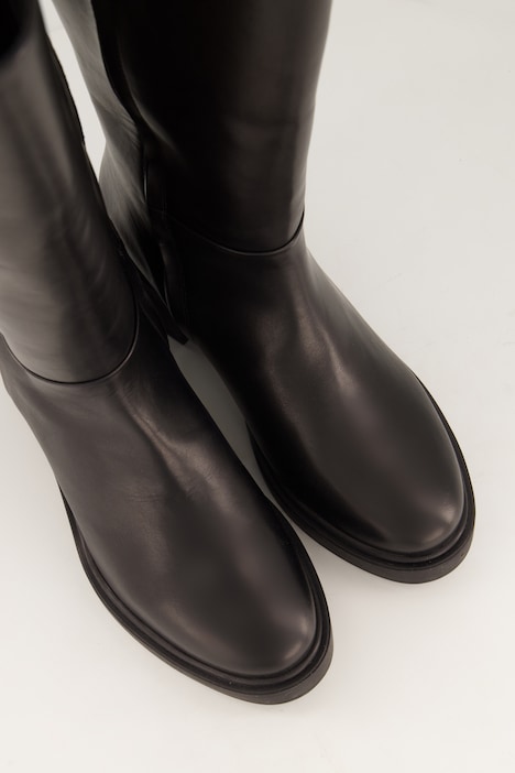 Leder-Stiefel, XXL-Schaft, Plateausohle, Weite H