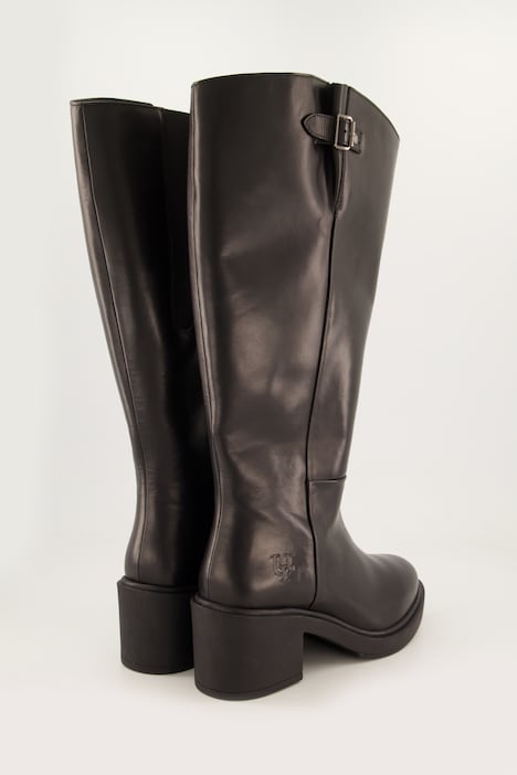 Leder-Stiefel, XXL-Schaft, Plateausohle, Weite H