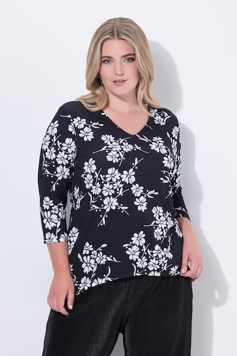 T-shirt, comfortabele pasvorm, bloemen, puntzoom