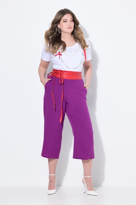 Culotte, wijde pijpen, linnenmix