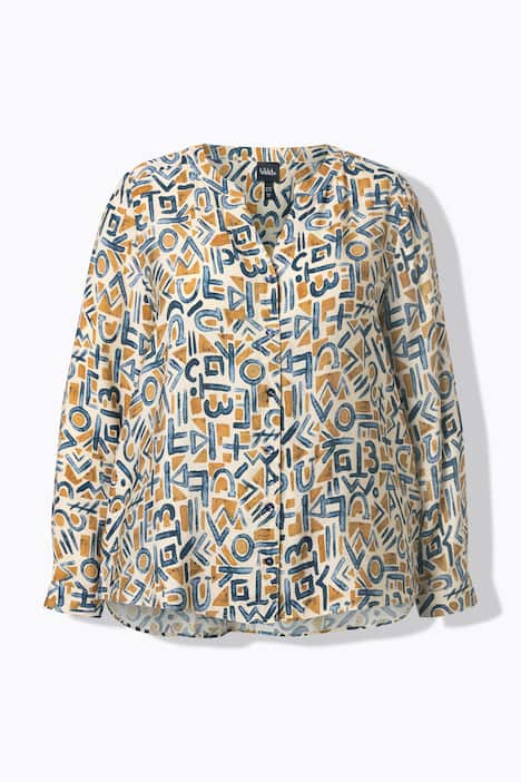 Bluse, bedruckt, Tunika-Ausschnitt, Langarm