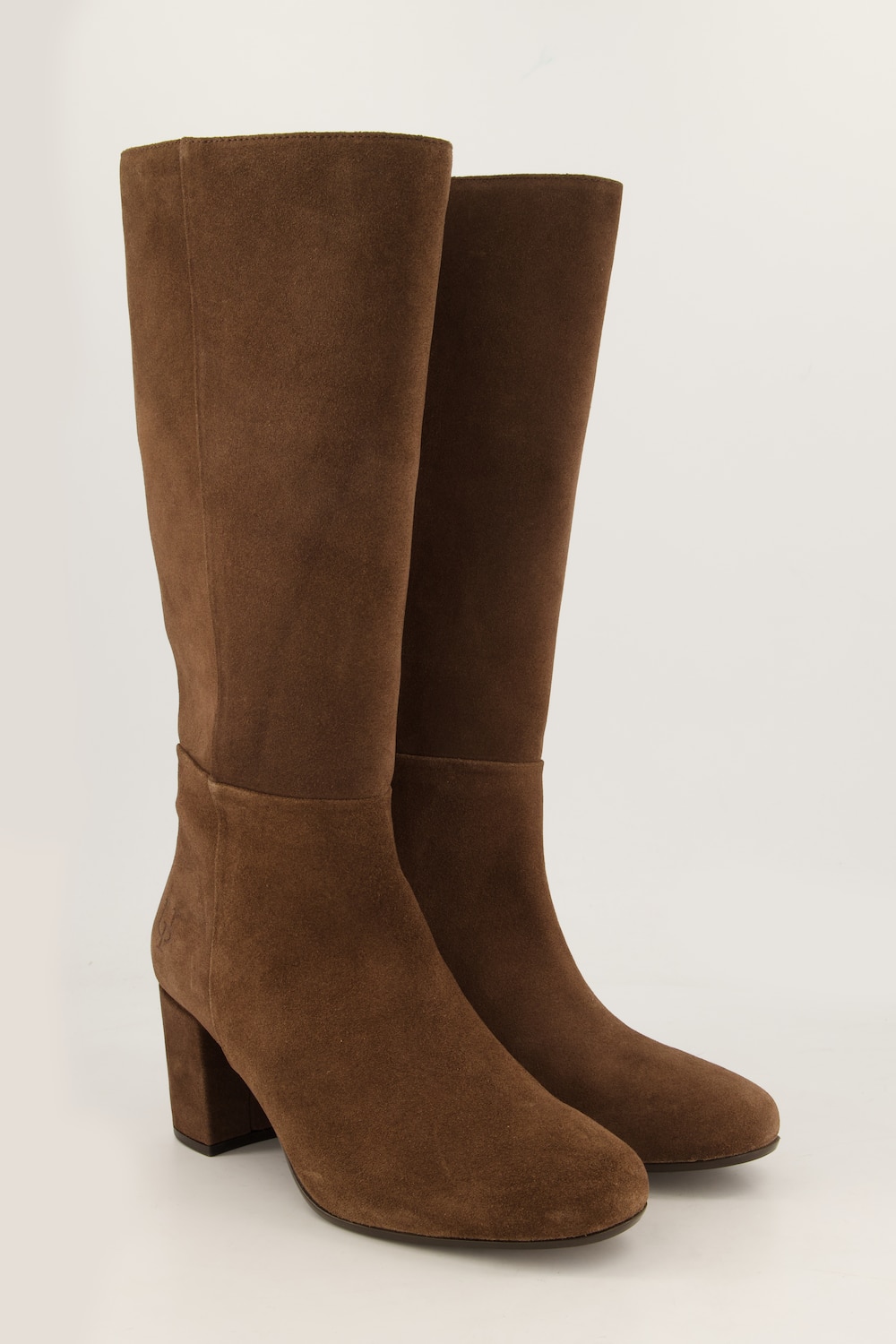 Lederstiefel, XL-Schaft, Veloursleder, Weite H
