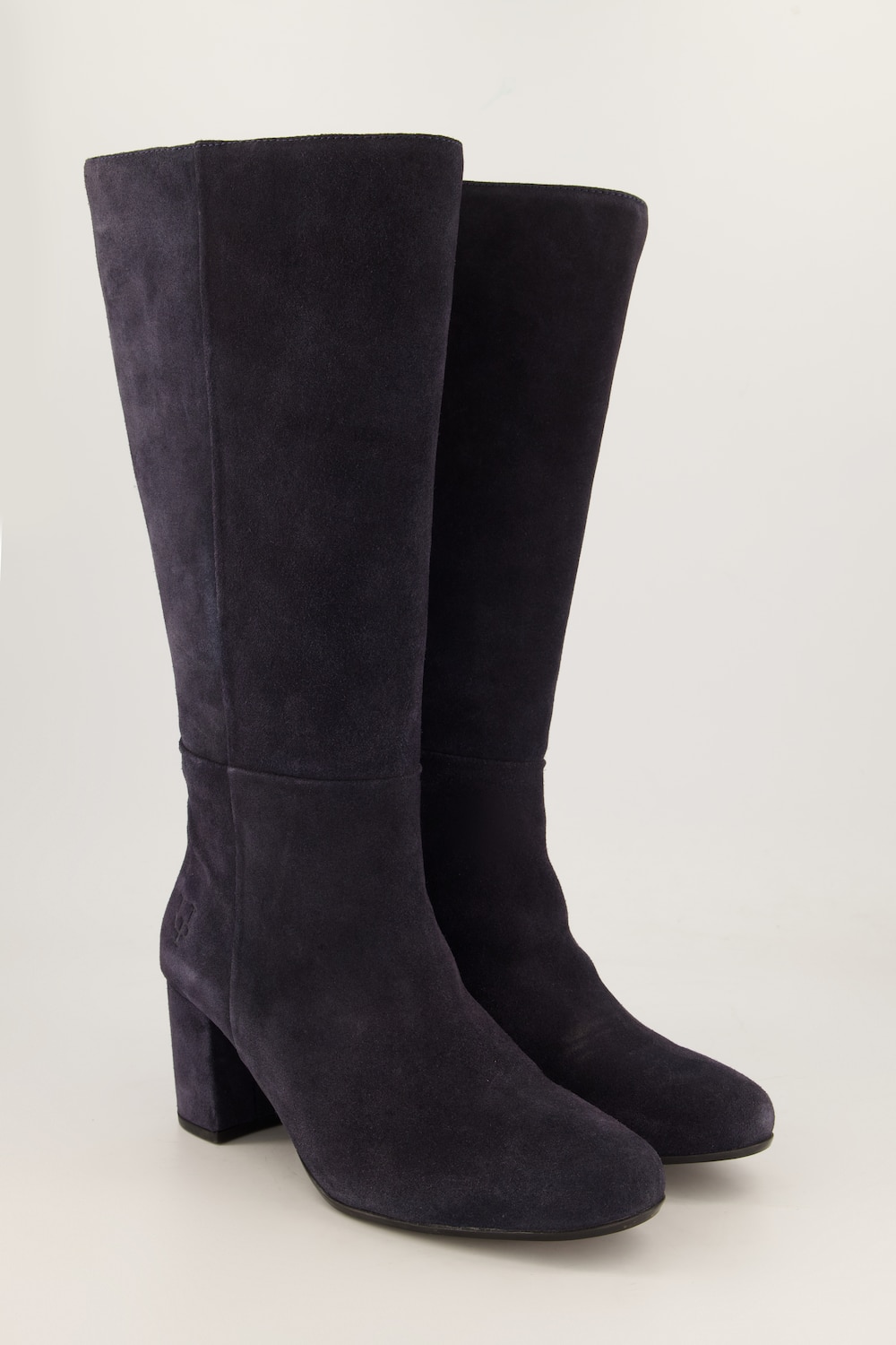 Lederstiefel, XL-Schaft, Veloursleder, Weite H