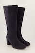 Lederstiefel, XL-Schaft, Veloursleder, Weite H
