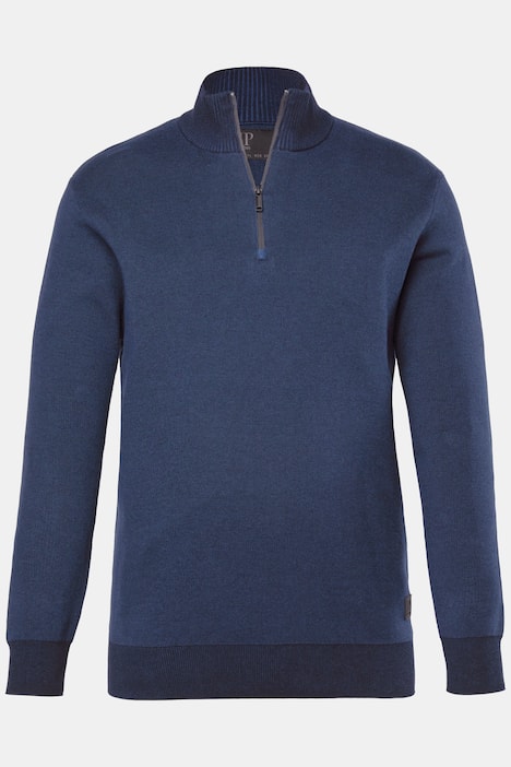 Pull camionneur en maille JP 1880, col zippé, maille texturée CashmereTouch - jusqu'au 7 XL