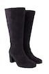 Leather boots, XXL shaft, suede leather, zip, width H