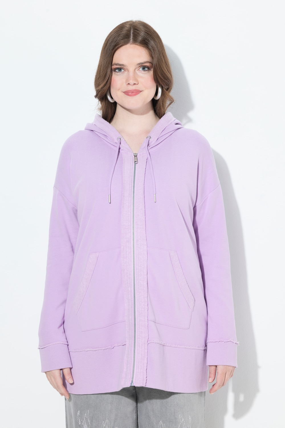 Große Größen Hoodiejacke, Damen, lila, Größe: 62/64, Baumwolle/Polyester, Ulla Popken