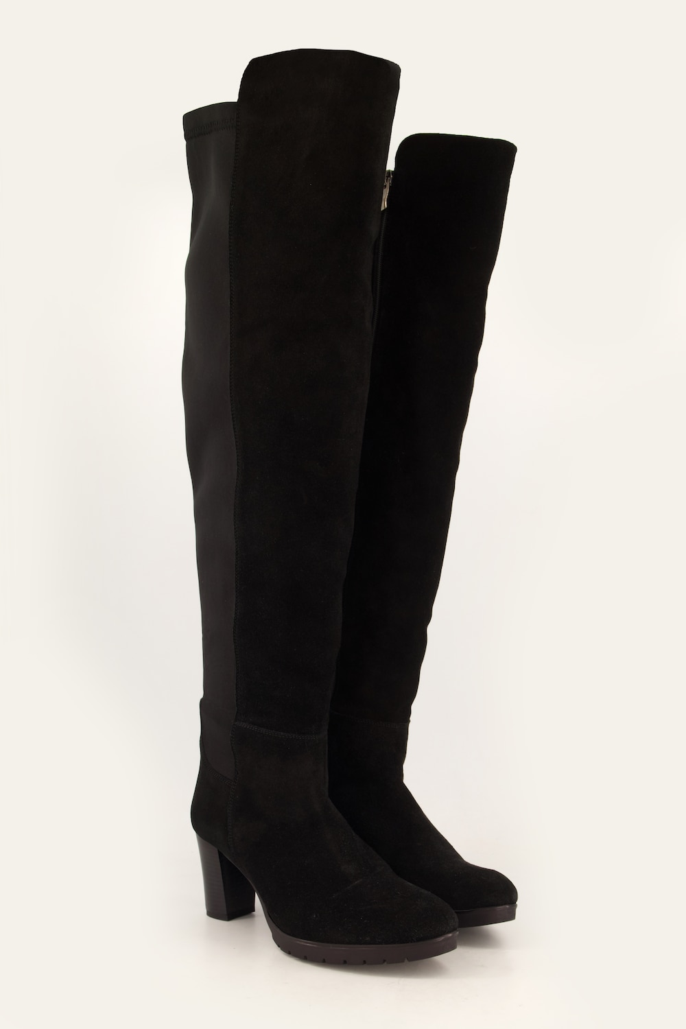Stretch-Stiefel, XXL-Schaft, Veloursleder/Stretch, Weite H