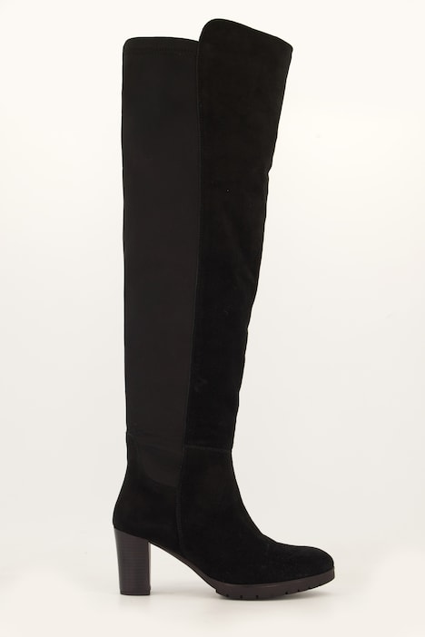 Stretch-Stiefel, XXL-Schaft, Veloursleder/Stretch, Weite H