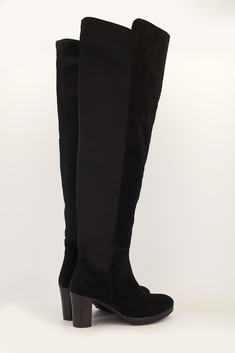 Stretch-Stiefel, XXL-Schaft, Veloursleder/Stretch, Weite H