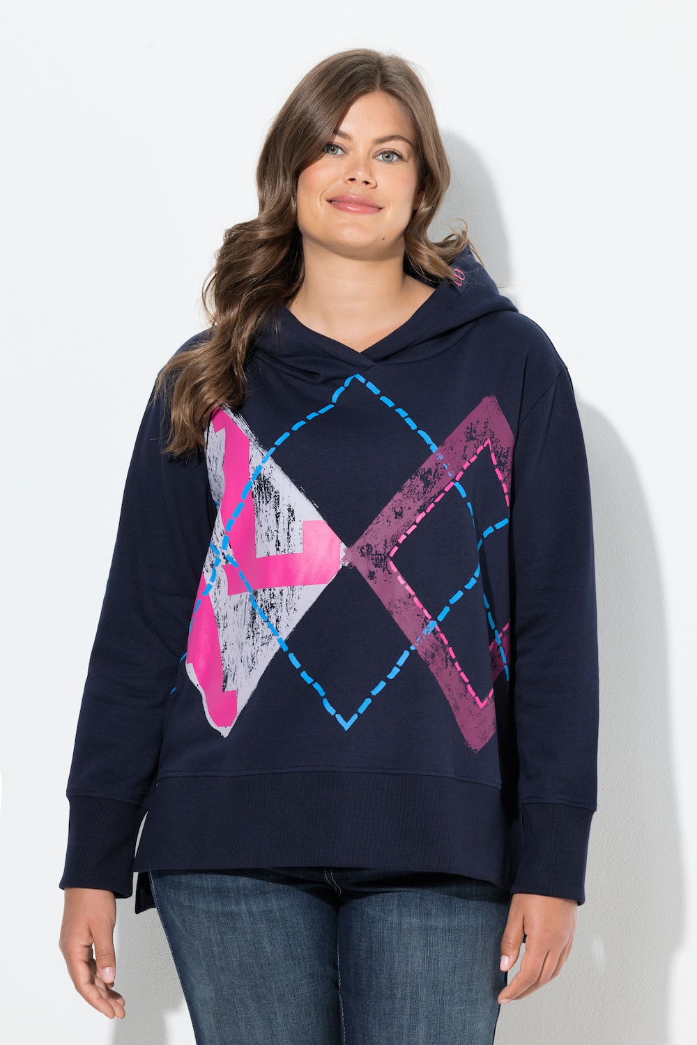 Große Größen Sweatshirt, Damen, blau, Größe: 40/42, Baumwolle/Polyester, LAURASON