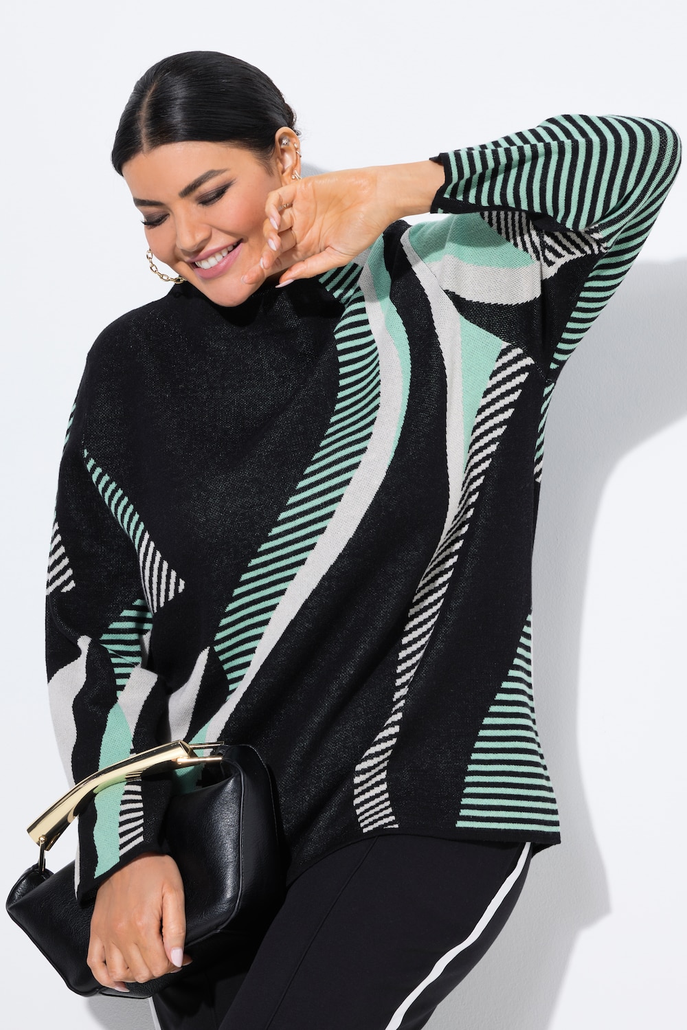 Pullover, Jacquardstrick, Stehkragen, Langarm