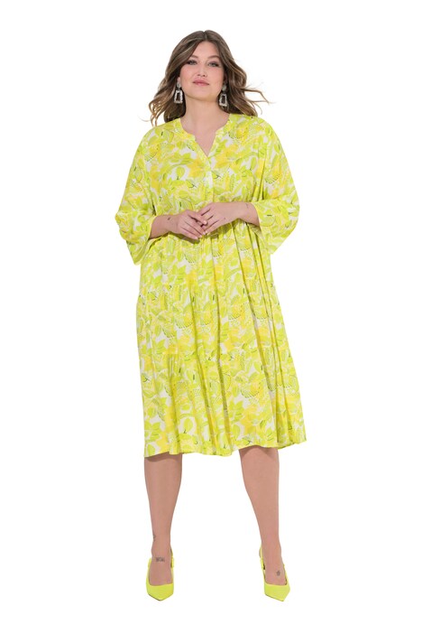 Dress, A-line, leaf pattern, flounces