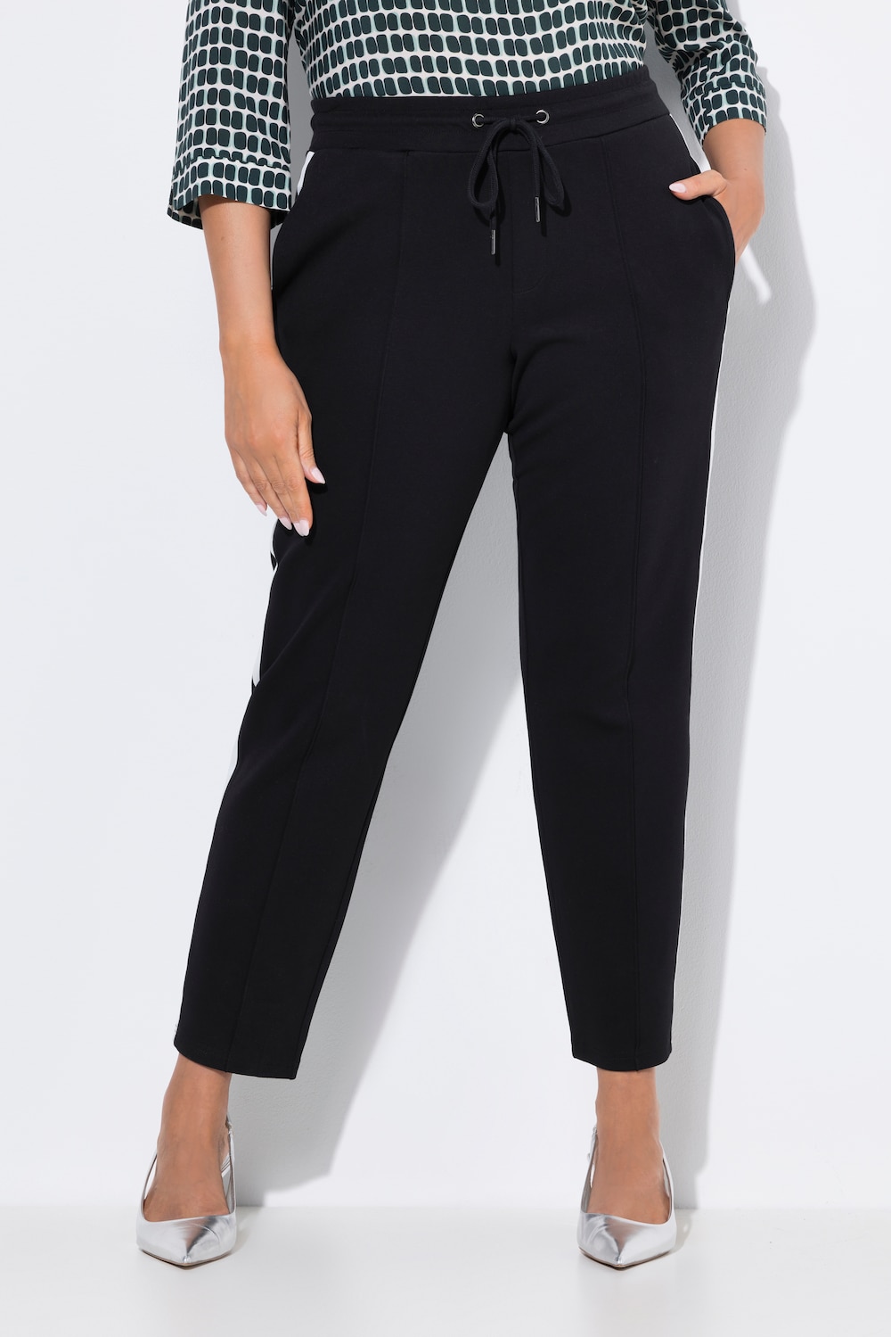 Große Größen Punto-Hose, Damen, schwarz, Größe: 62/64, Baumwolle/Polyester, Ulla Popken