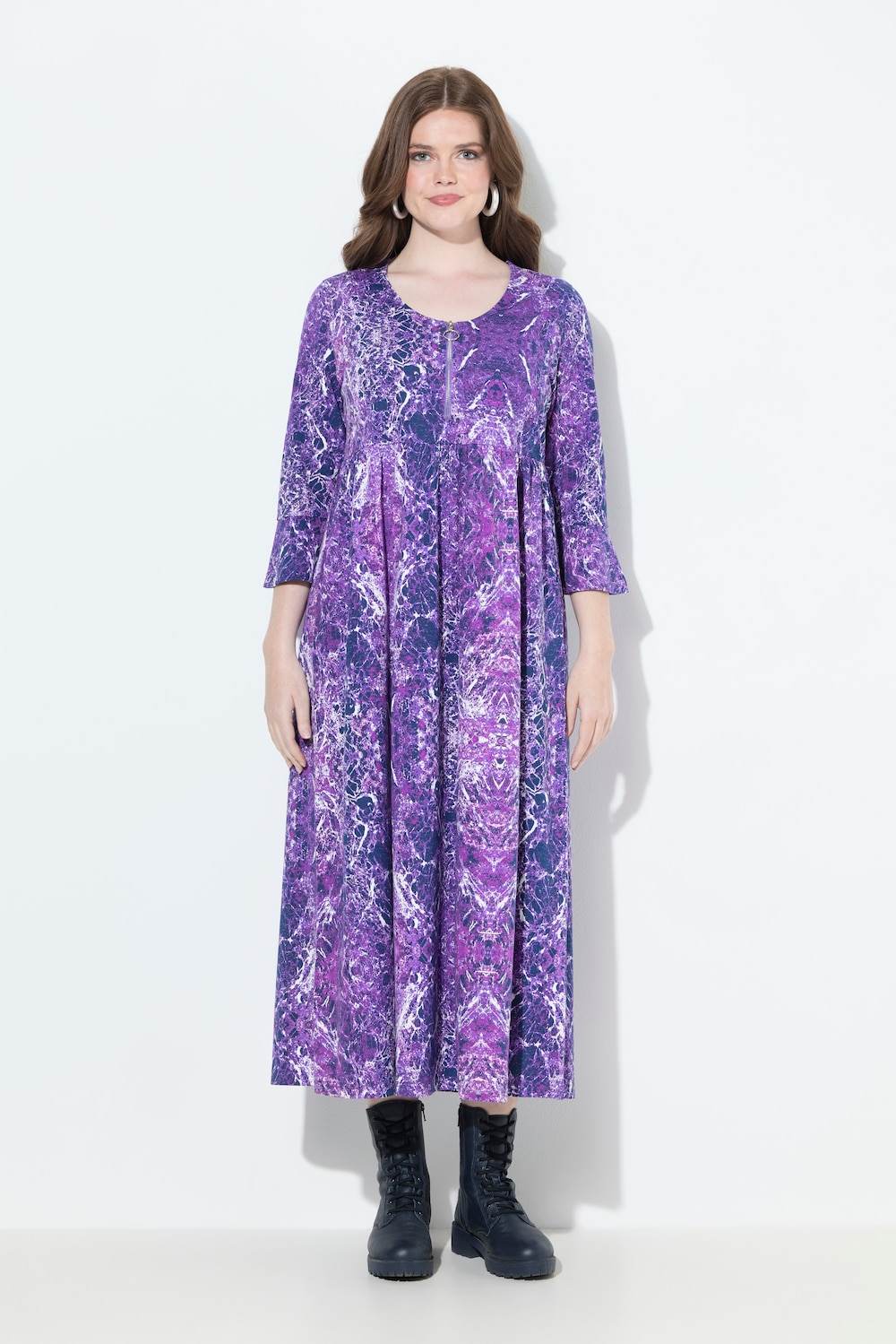 Große Größen Midikleid, Damen, lila, Größe: 58/60, Baumwolle, Ulla Popken