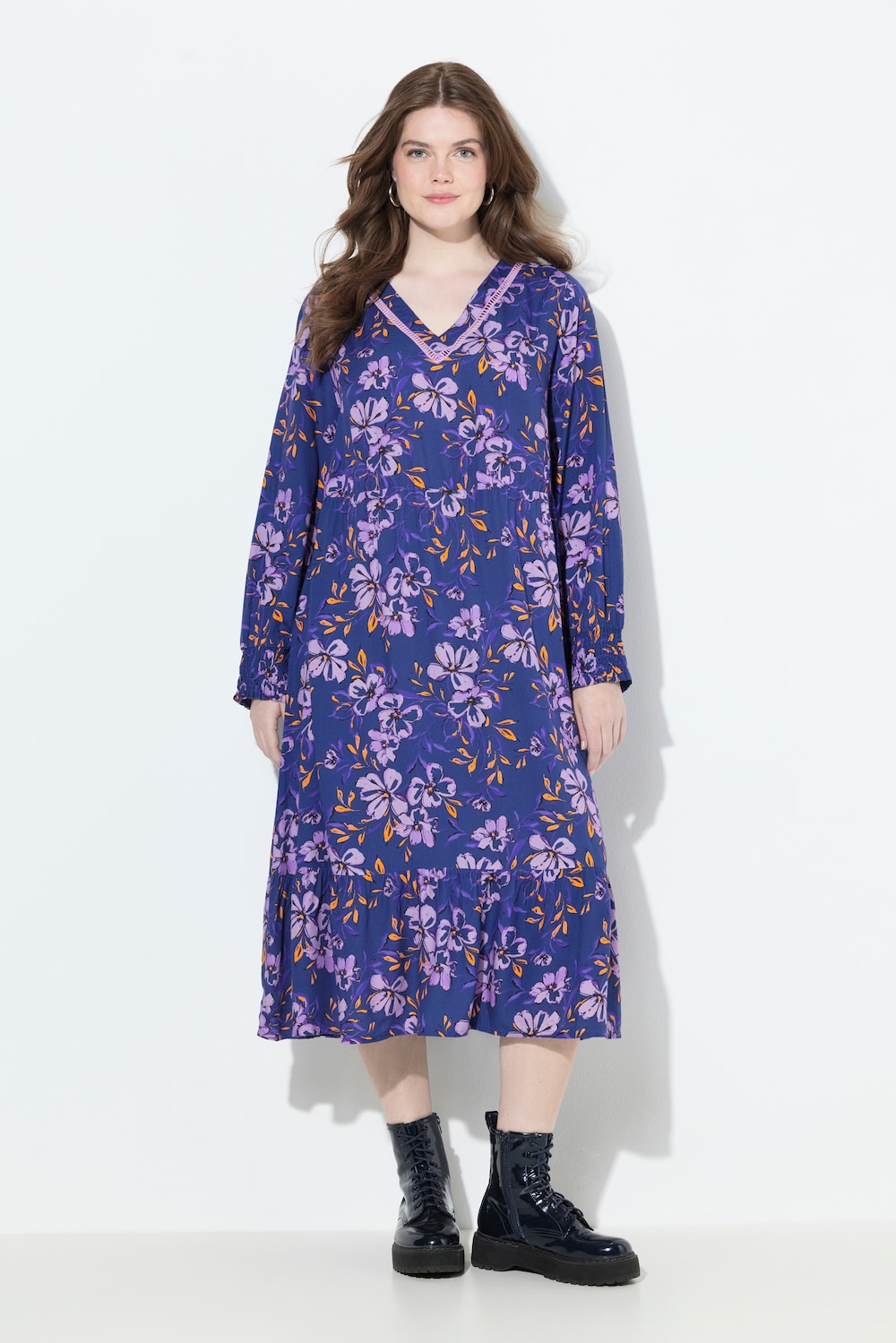 Große Größen Midikleid, Damen, blau, Größe: 46/48, Viskose, Ulla Popken