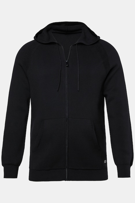 JP1880 Strickjacke, elastischer Strick, Kapuze, Känurutasche, bis 7 XL