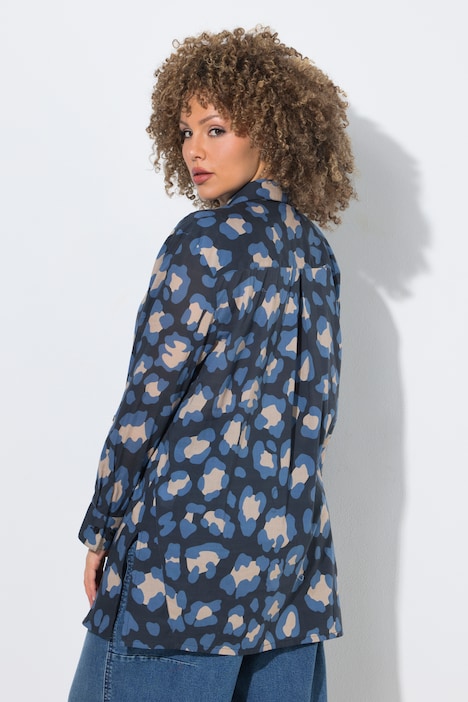 Blouse, leomotief, overhemdkraag, lange mouw