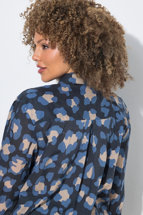 Blouse, leomotief, overhemdkraag, lange mouw