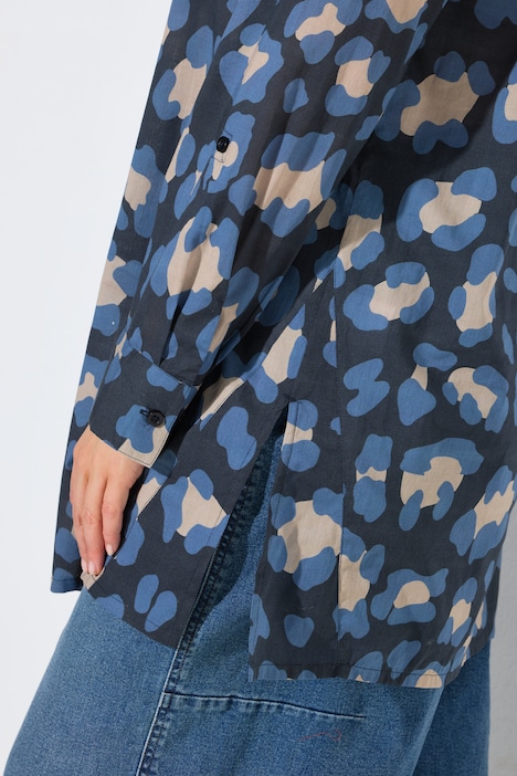 Blouse, leomotief, overhemdkraag, lange mouw