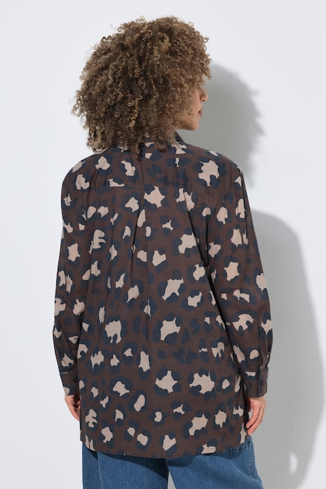 Blouse, leomotief, overhemdkraag, lange mouw