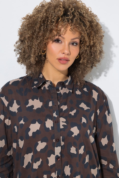 Blouse, leomotief, overhemdkraag, lange mouw