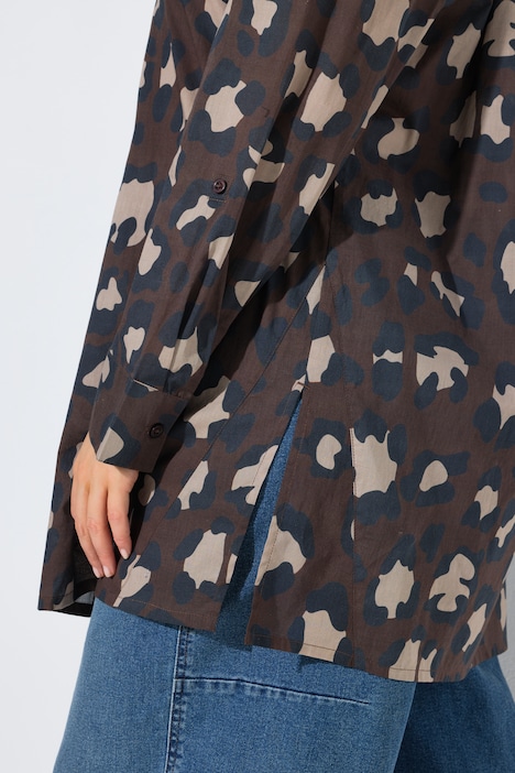 Blouse, leomotief, overhemdkraag, lange mouw