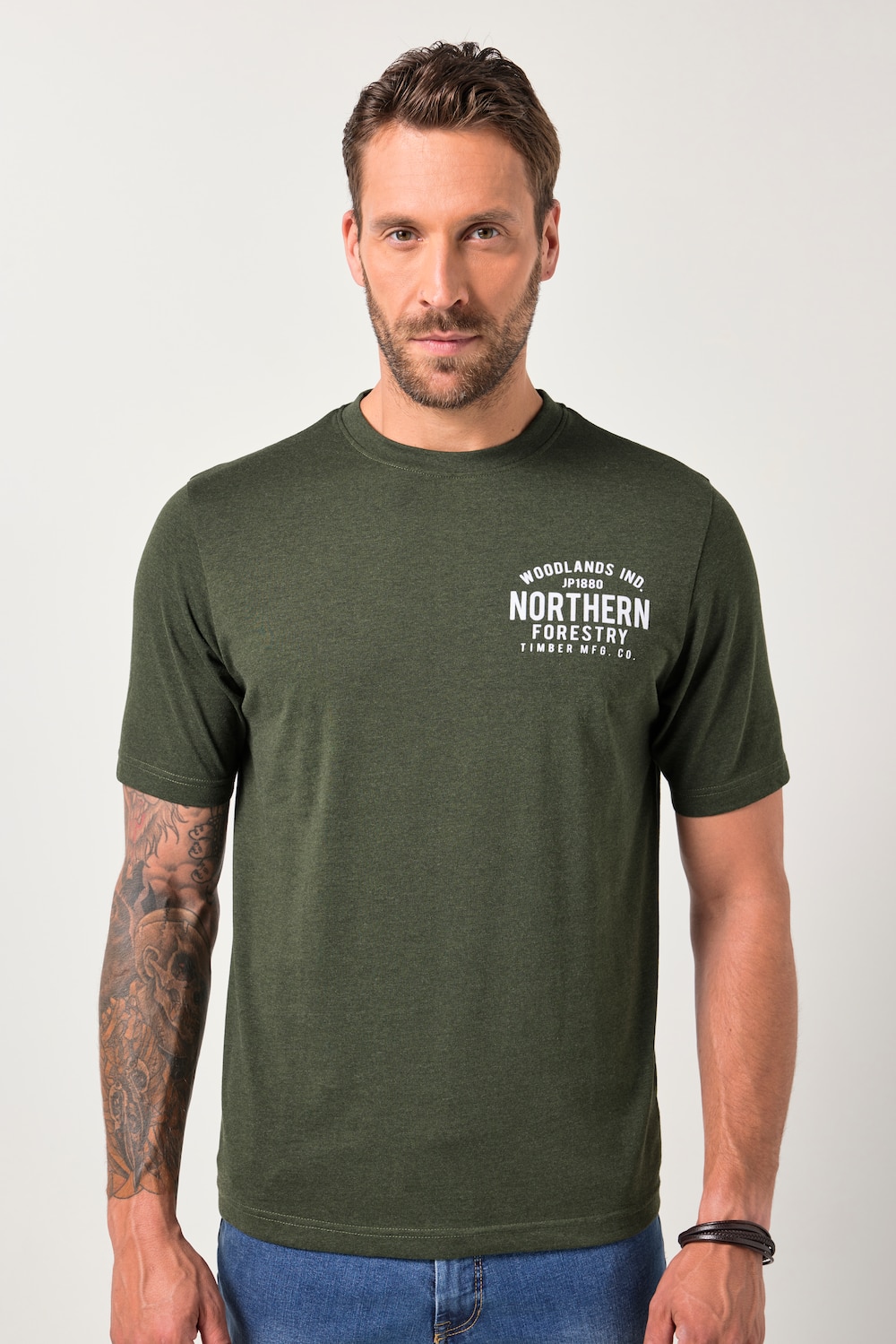 JP1880 T-Shirt, Halbarm, Brustprint, bis 8 XL