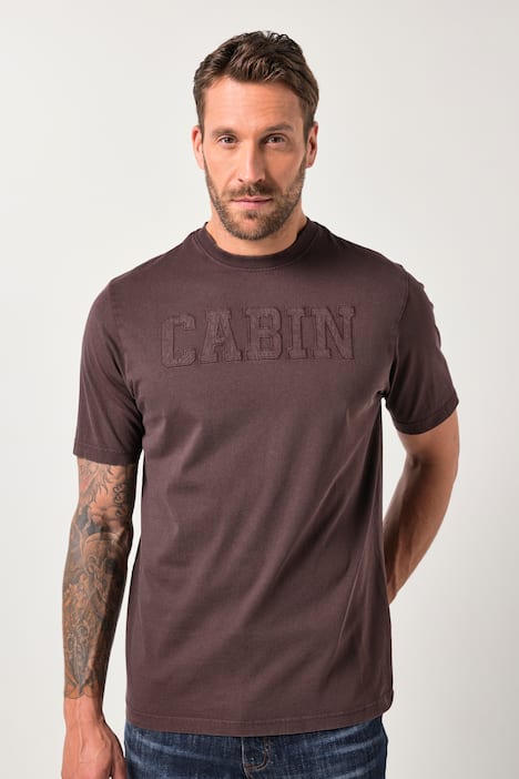 T-shirt JP1880 dal look vintage con applicazioni e mezze maniche, disponibile fino alla tg. 8XL