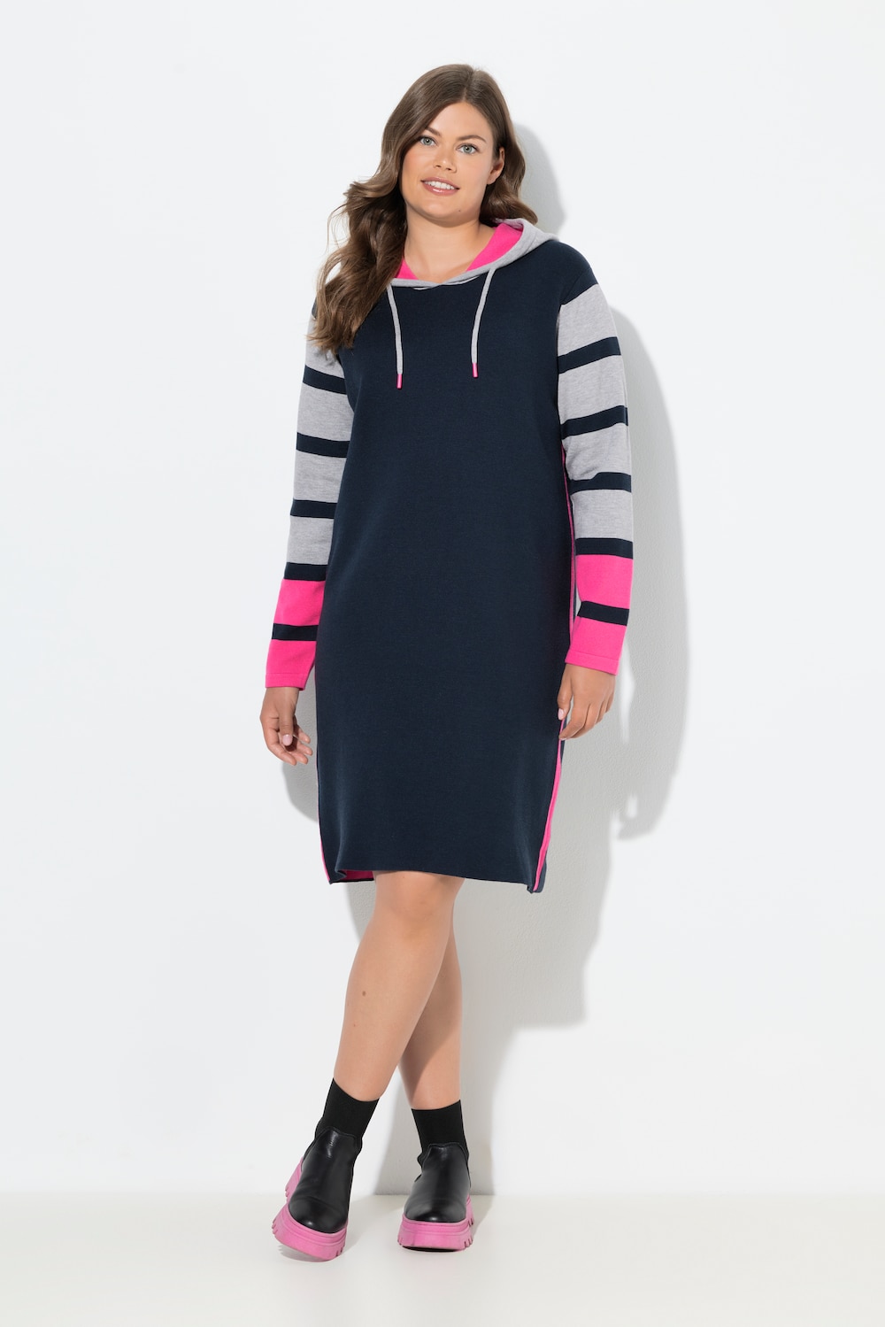 Große Größen Strickkleid, Damen, rosa, Größe: 56/58, Viskose/Synthetische Fasern/Polyester, LAURASON