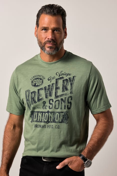 Camiseta JP1880, media manga, estampado en el pecho, hasta la talla 8 XL
