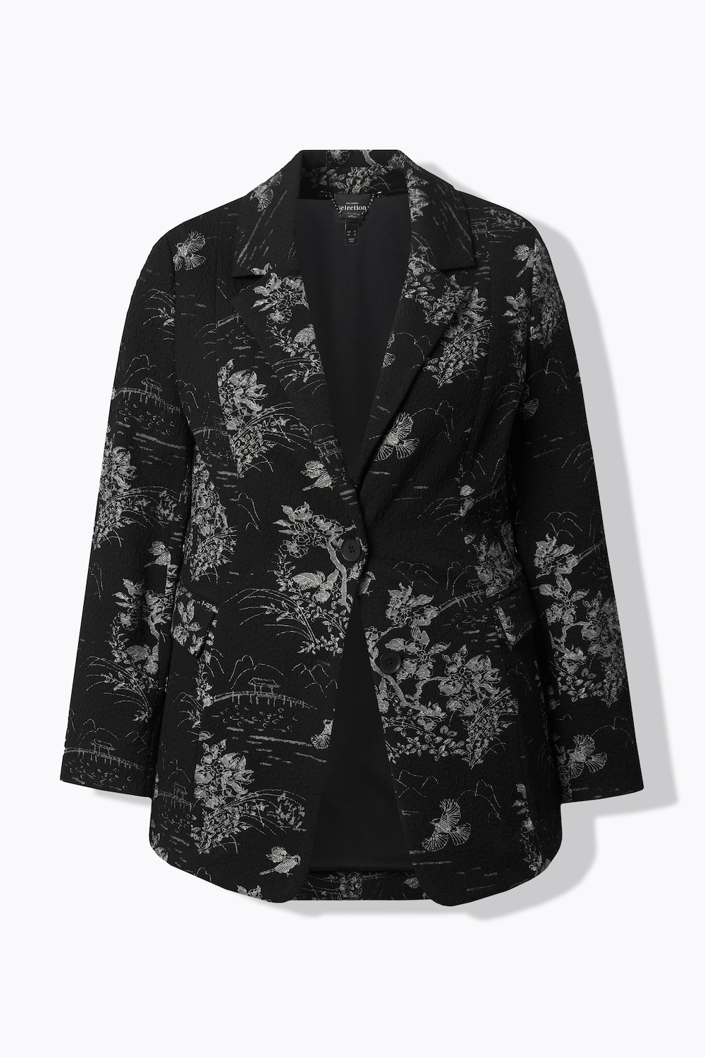 Stora storlekar Jacquard-kavaj, Dam, svart, storlek: 44, Polyester/Viskos, Ulla Popken