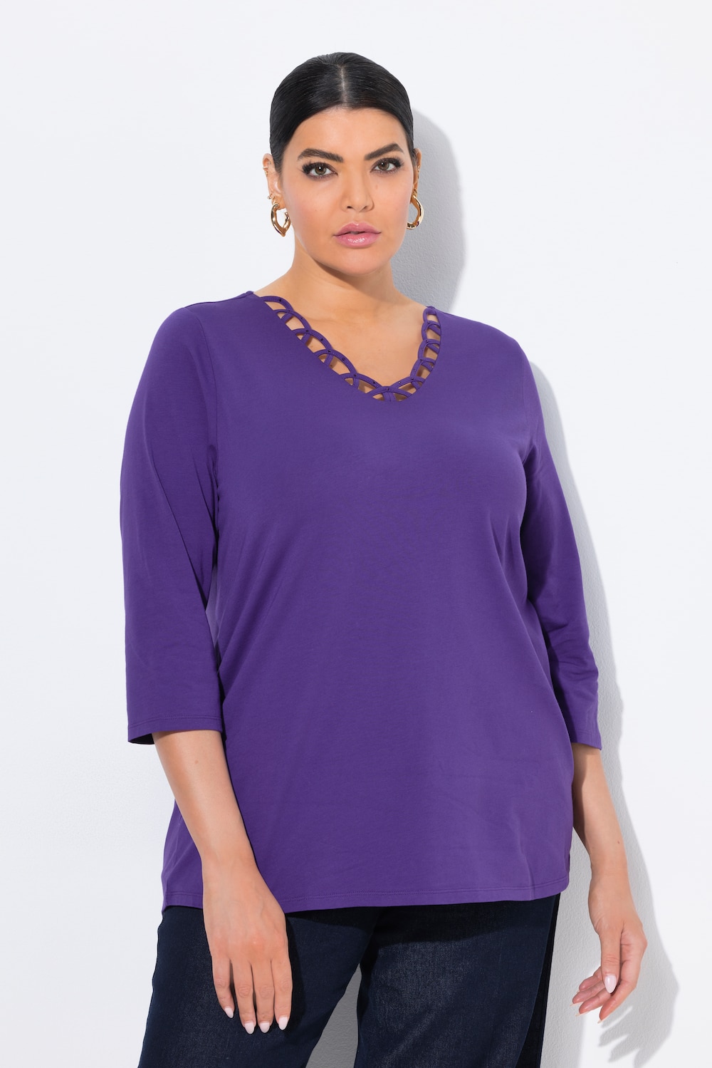 Thumbnail - Große Größen Shirt, Damen, lila, Größe: 54/56, Baumwolle, Ulla Popken