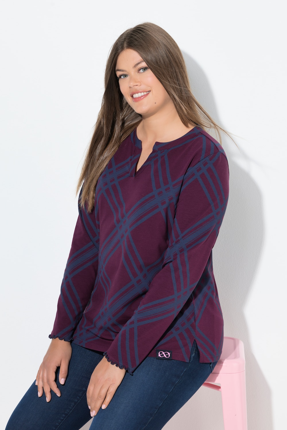 Shirt, Langarm, V-Ausschnitt, OEKO-TEX
